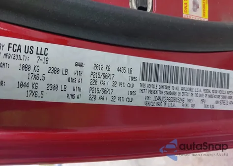 2016 Jeep Compass High Altitude Edition из США, поврежденный, VIN 1C4NJCEA6GD815246